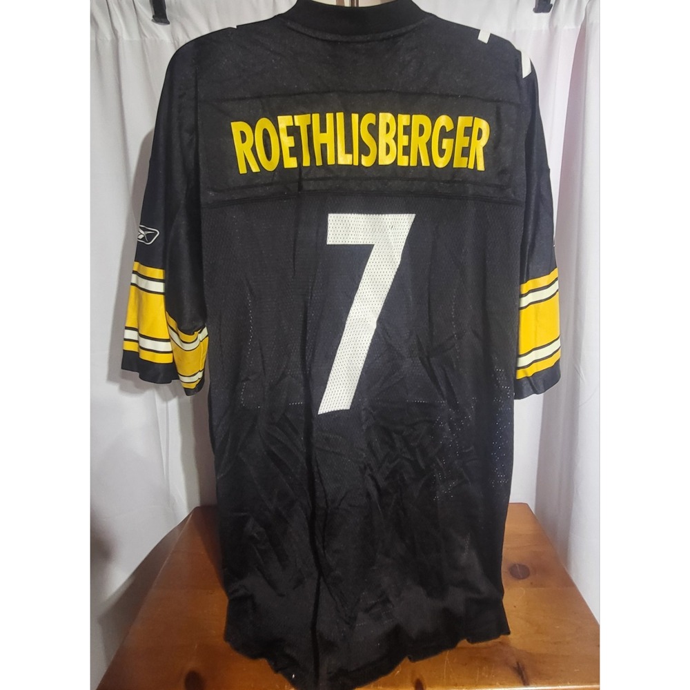 Pittsburgh Steelers Ben Roethlisberger Reebok Game Jersey #7 Size 2XL XXL Black - Picture 2 of 9